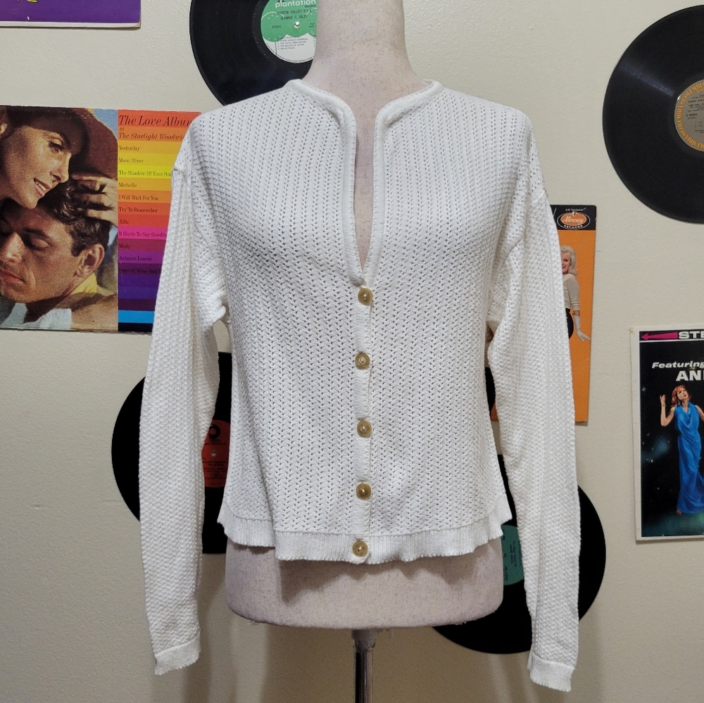 Brazeau Tricot | One Size White 100% Cotton Cardigan
